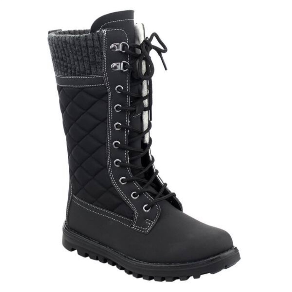 Lace-up/Side-Zip Sweater Collar Snow Boots - 6/6.5
